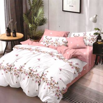 lenjerie de pat finet alba cu flori