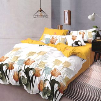 lenjerie de pat finet alba cu lalele