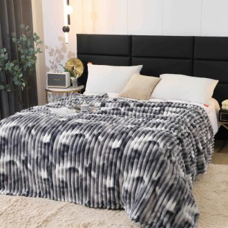 Patura Cocolino cu Dungi, Bicolor, 200 x 230cm - Alb/Gri - JoJo Home - PUF114708