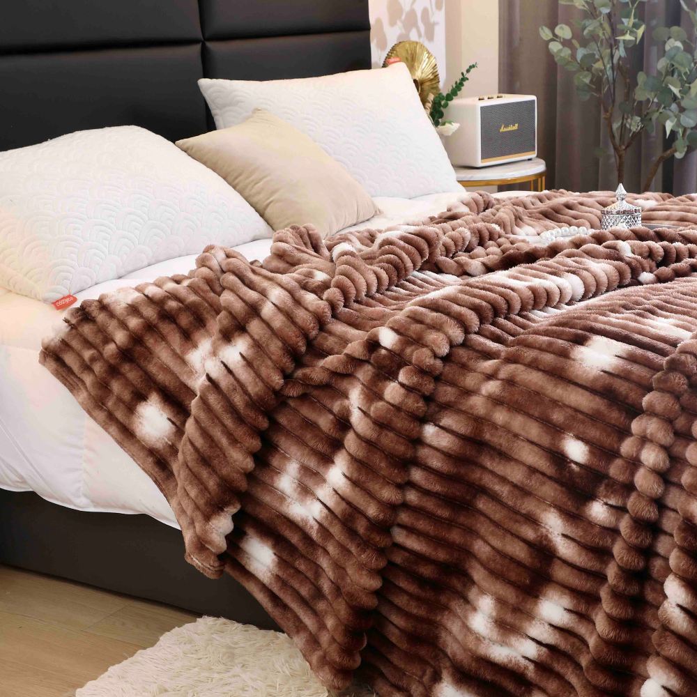 patura cocolino cu dungi bicolor - alb maro