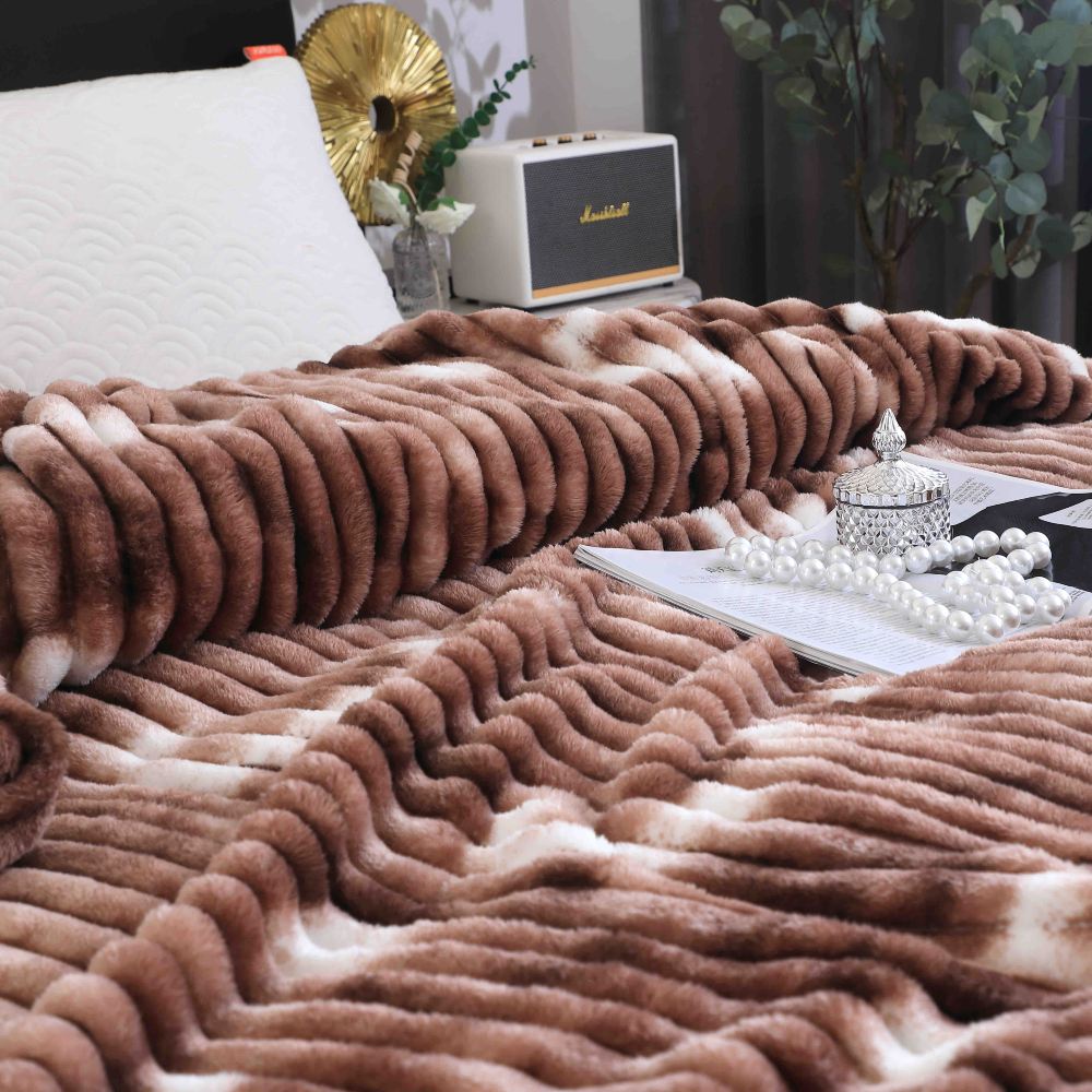 patura cocolino cu dungi bicolor - alb maro