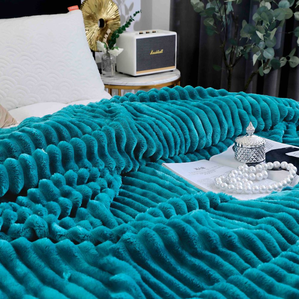 patura cocolino cu dungi uni - turcoaz