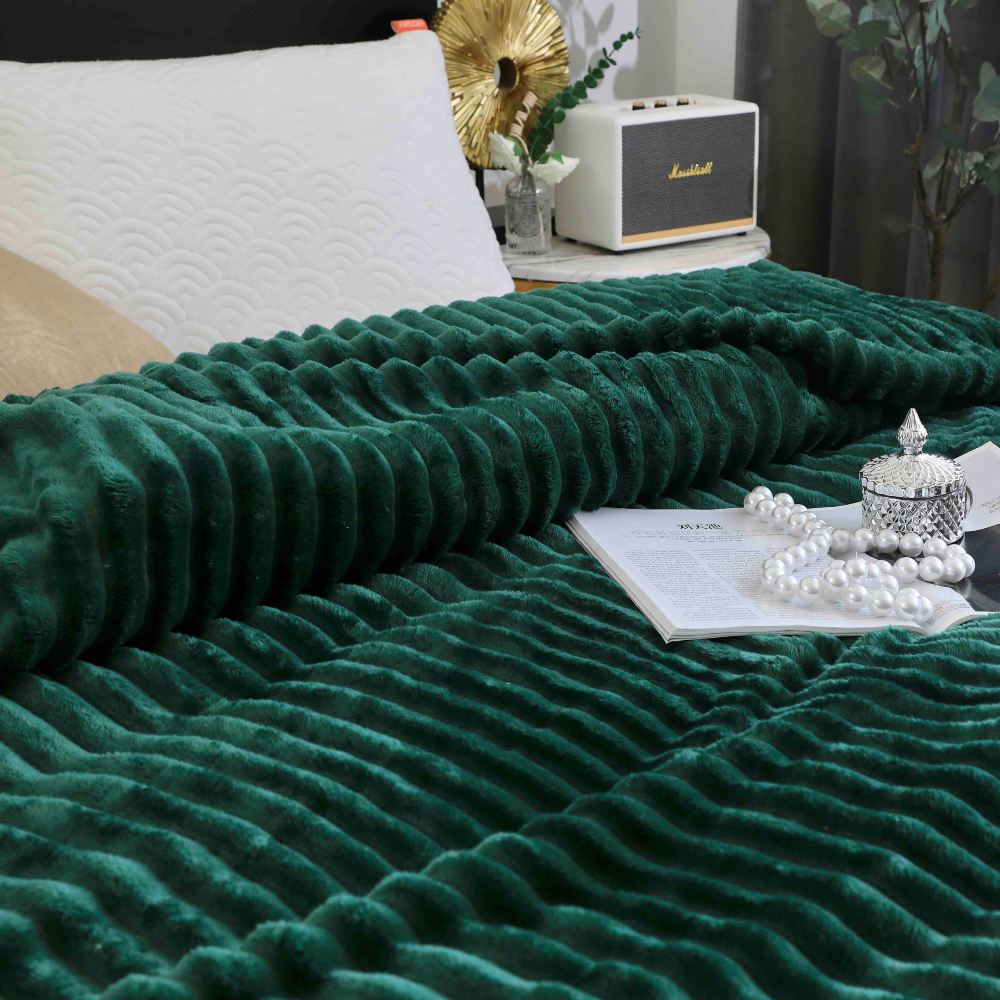 patura cocolino cu dungi uni - verde 1