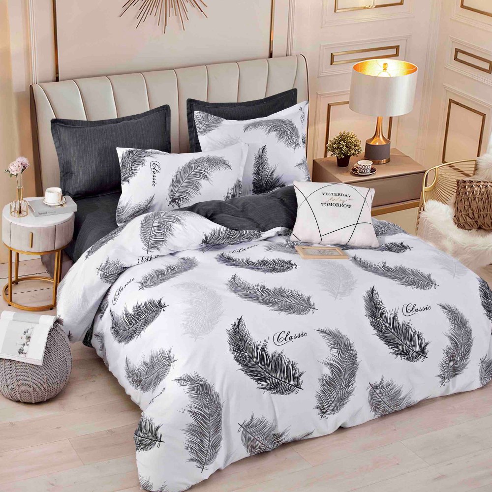 lenejrie de pat finet alba cu pene