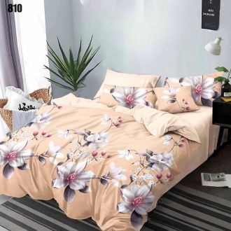 lenjerie de pat finet bej cu flori albe (1)