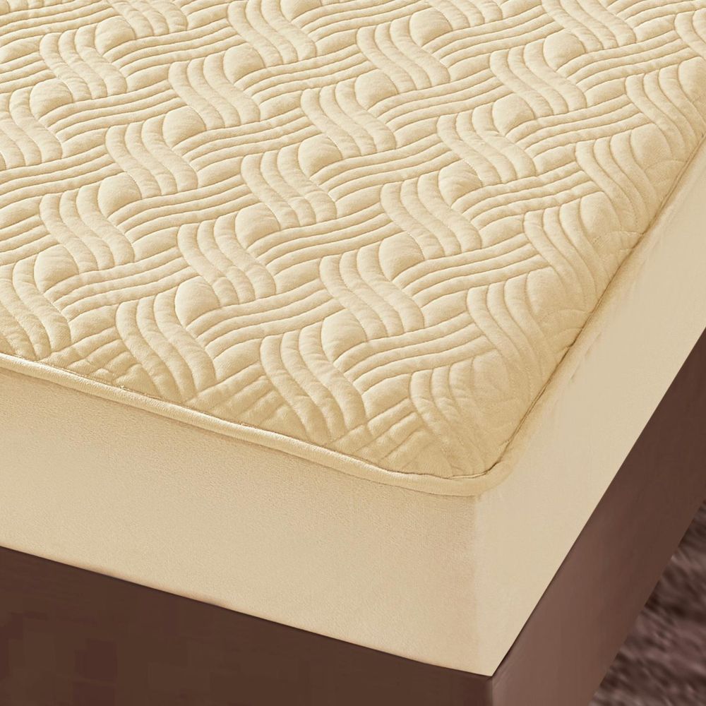 husa de pat catifea crem