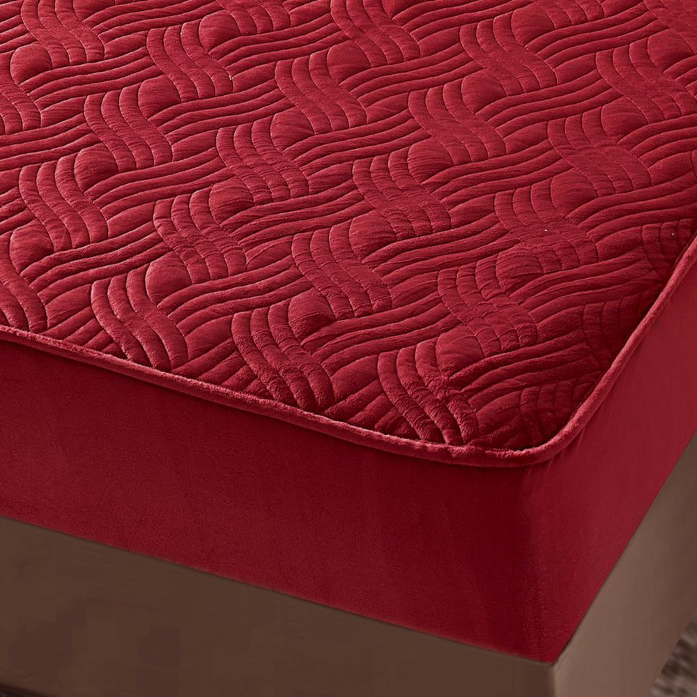 husa de pat catifea grena