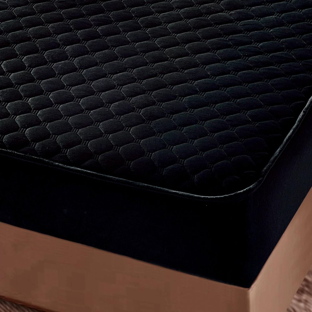 husa de pat catifea negru