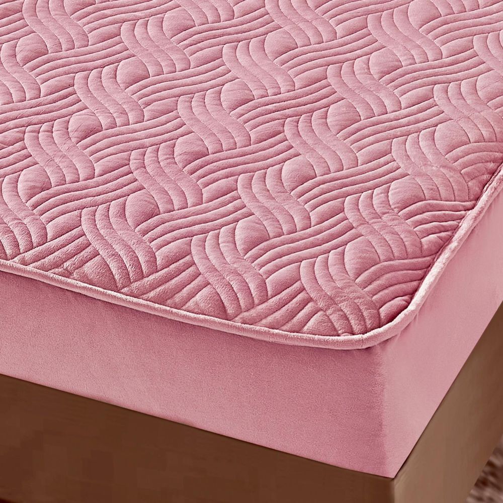 husa de pat catifea roz