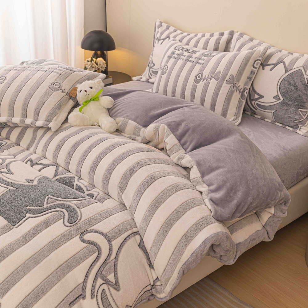Set Lenjerie Pufoasa Cocolino, 4 Piese, Pat 1 Persoana, Lovely Cats - JoJo Home - PUF128012 - imagine 3