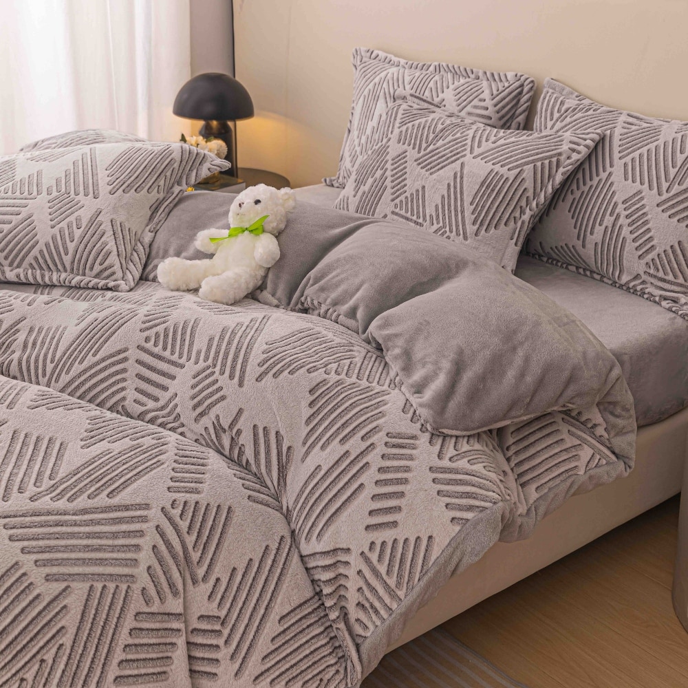 Set Lenjerie Pufoasa Cocolino, 4 Piese, Pat 1 Persoana, Stripes - JoJo Home - PUF128016 - imagine 3
