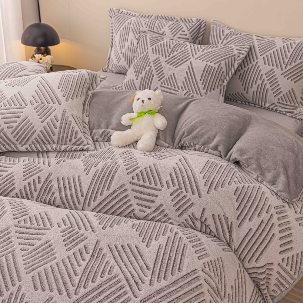 Set Lenjerie Pufoasa Cocolino, 4 Piese, Pat 1 Persoana, Stripes - JoJo Home - PUF128016 - imagine 2