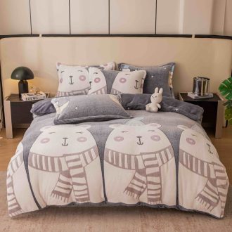 lenjerie cocolino gri cu ursuleti