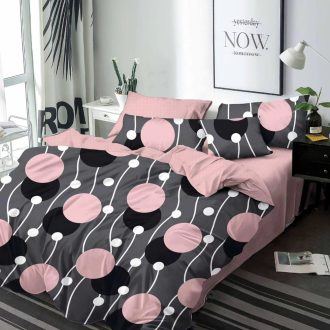 lenjerie gri roz cu buline