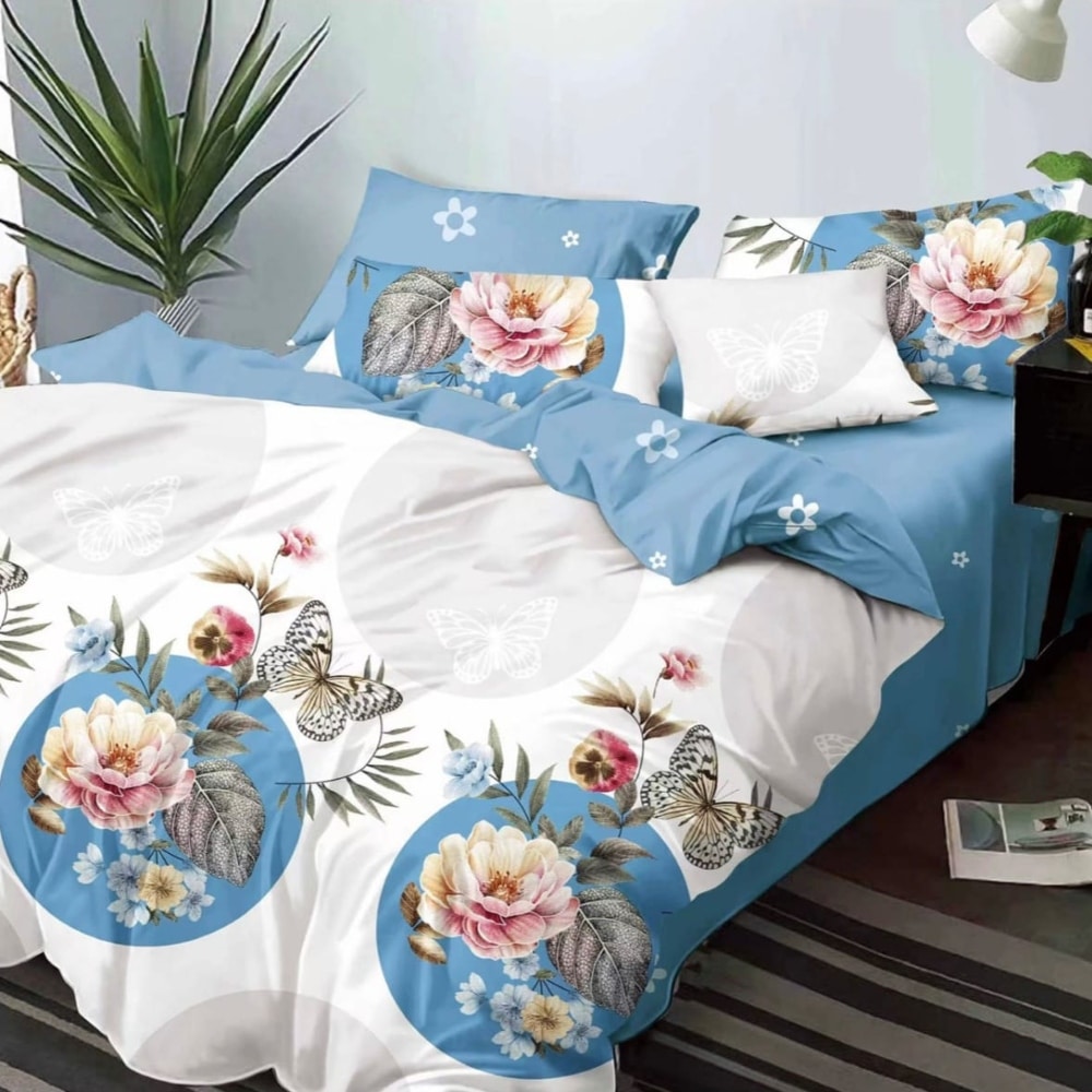 lenjerie de pat finet bleu cu tranadfiri