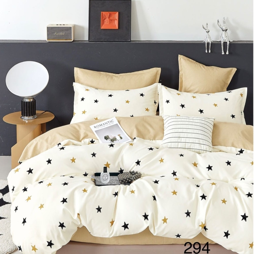 lenjerie de pat finet crem cu stelute