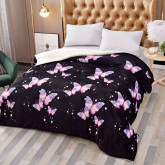 patura cu blanita neagra cu fluturi