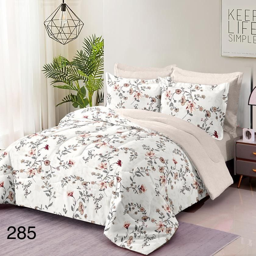 lenjerie alb crem cu floricele