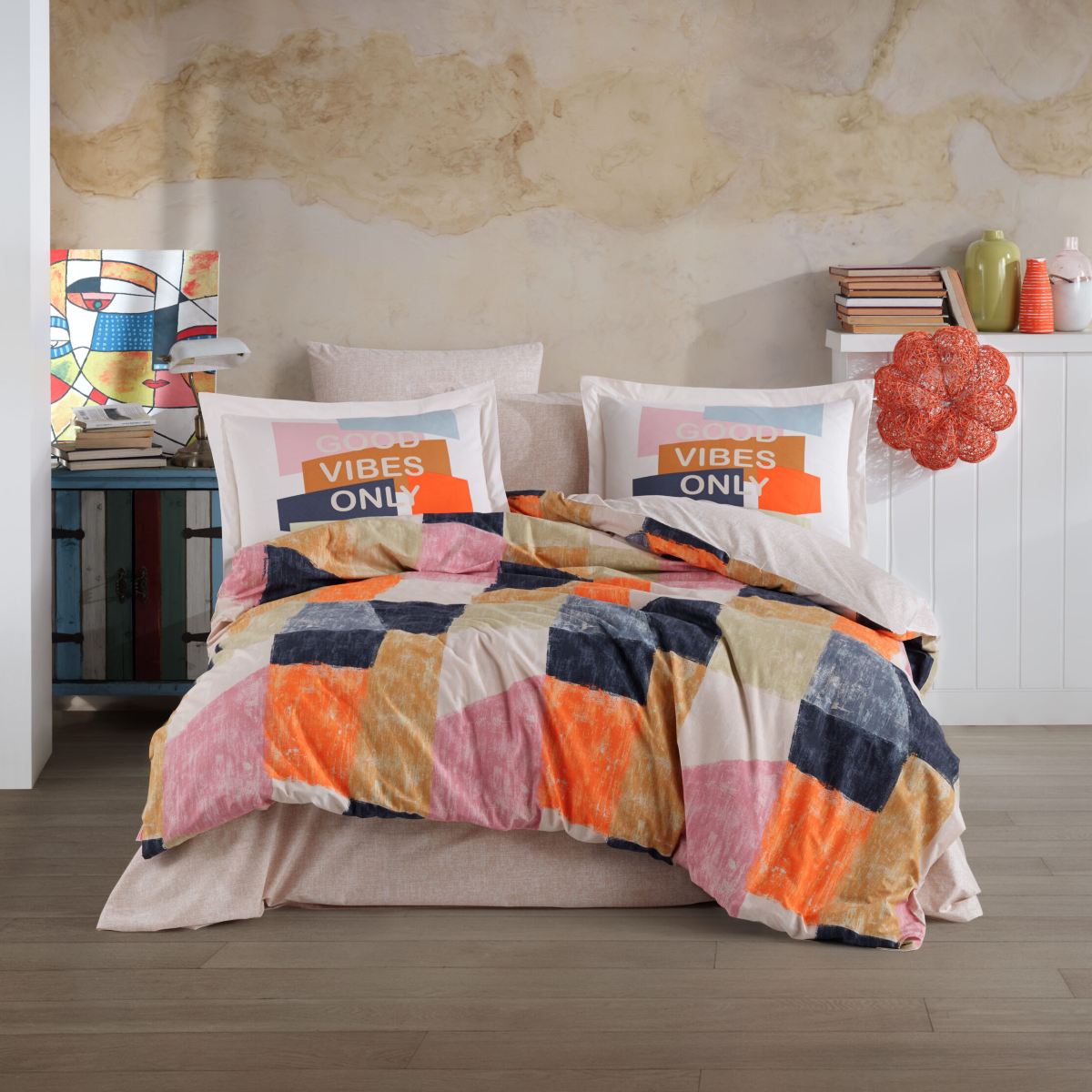 lenjerie bumbac poplin hobby bermuda orange