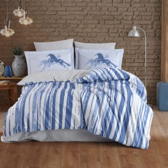 lenjerie bumbac poplin hobby cascade mavi