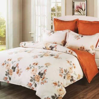 lenjerie crem portocalie cu flori