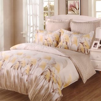 lenjerie de pat finet bej cu frunze