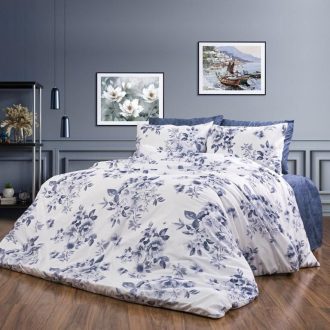 lenjerie ranforce alb bleumarin cu floricele