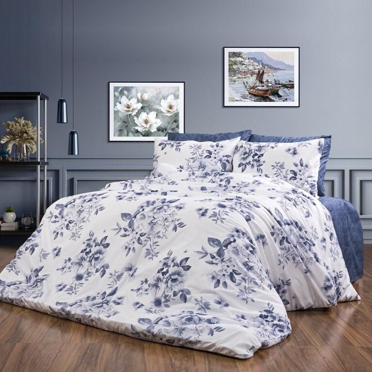 lenjerie ranforce alb bleumarin cu floricele