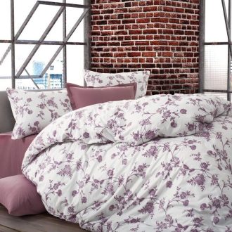 lenjerie ranforce alb roz cu flori