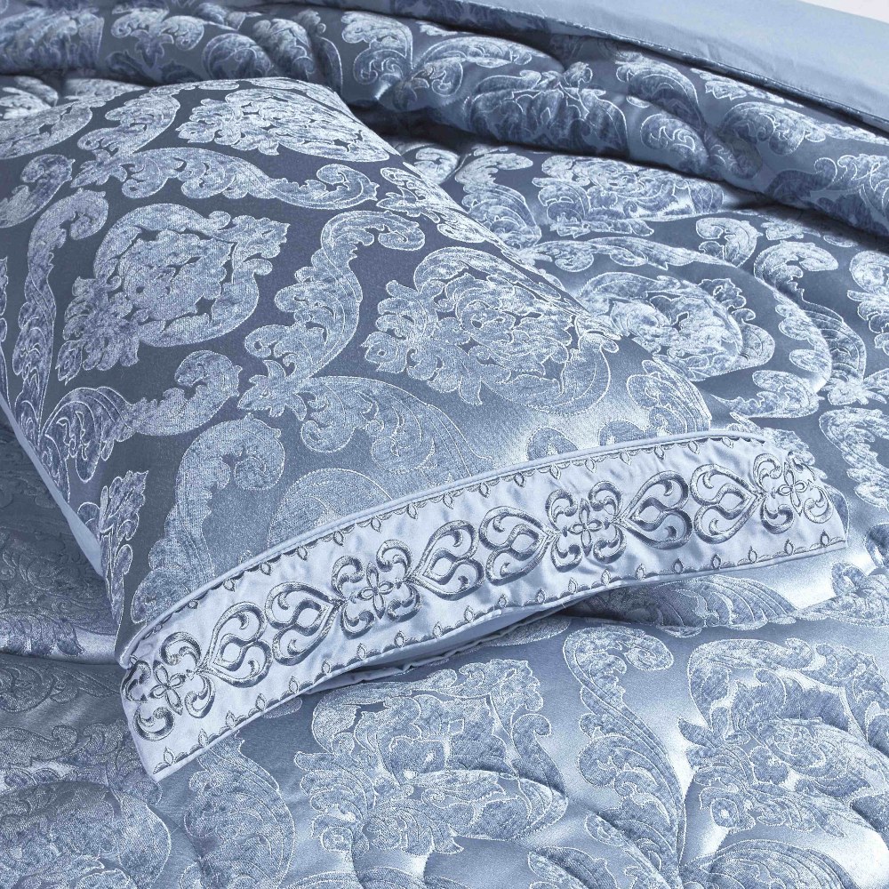 set luxury jacquard 7 piese albastru perna