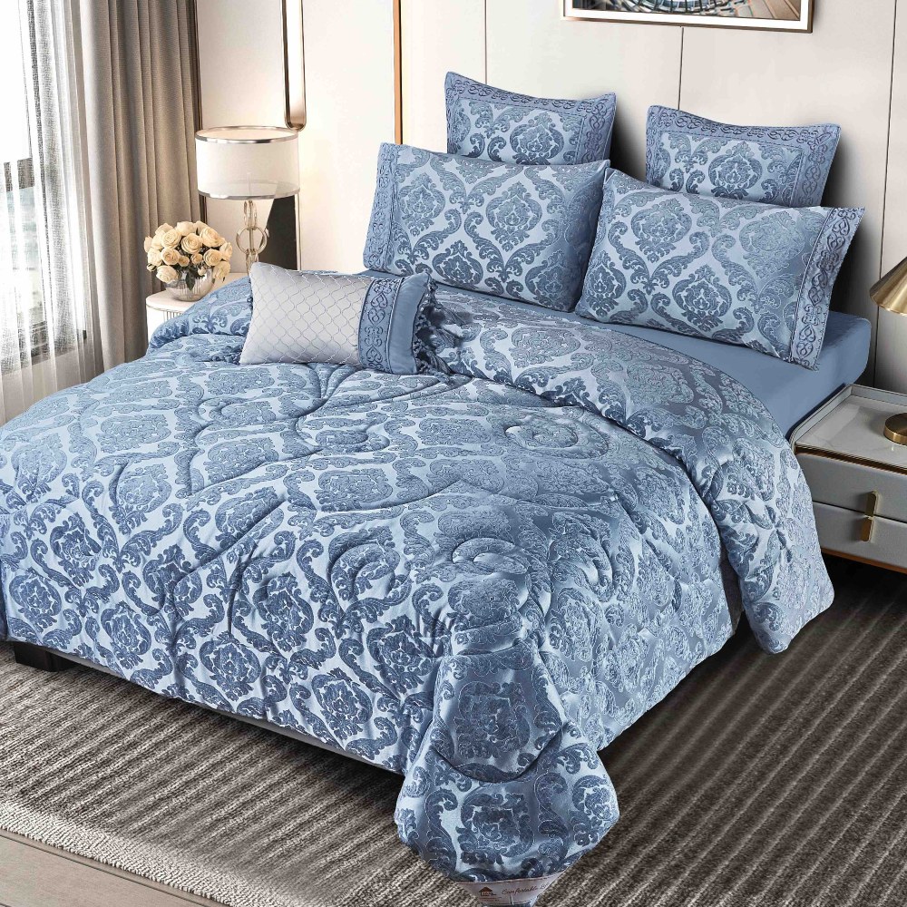 set luxury jacquard 7 piese albastru principal