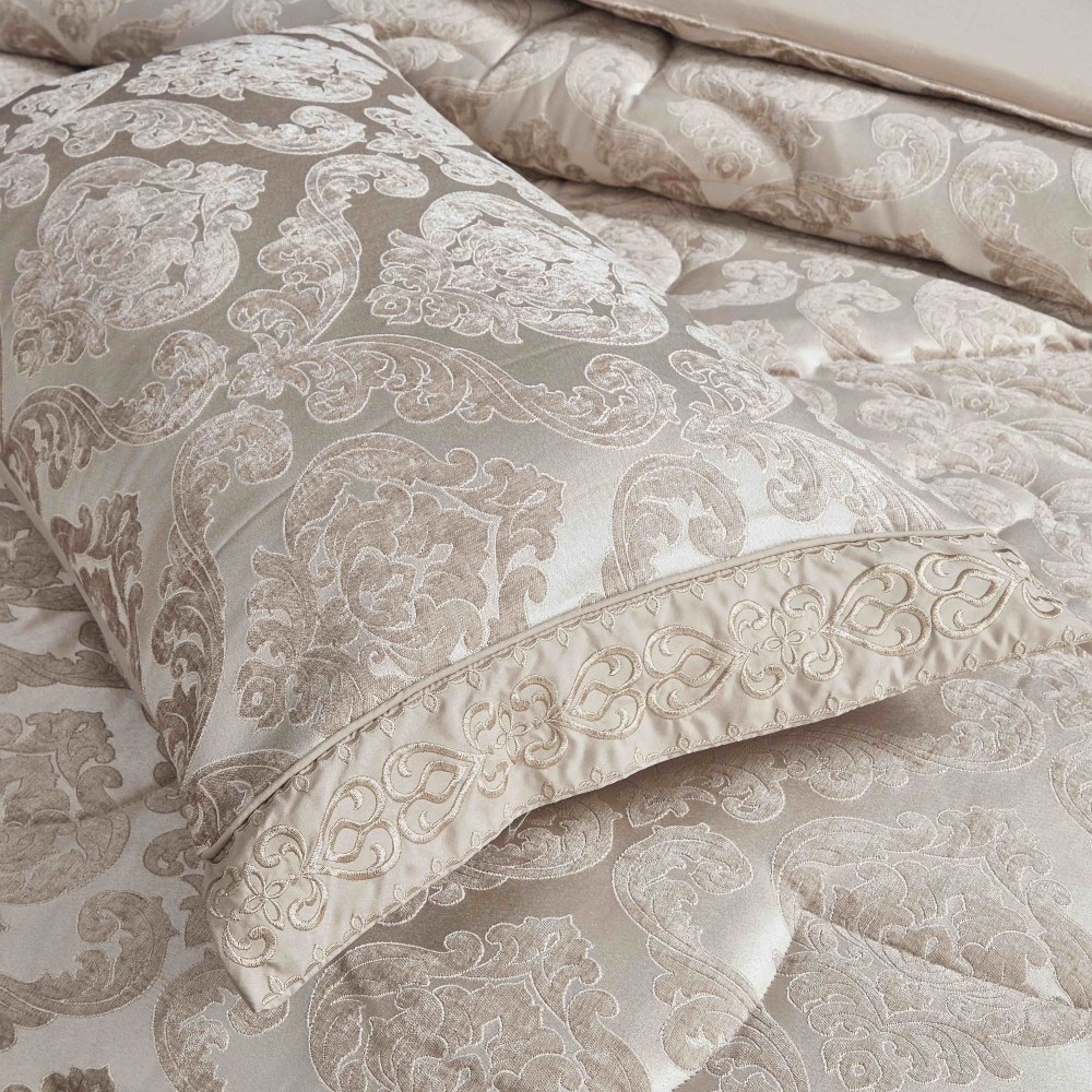 set luxury jacquard 7 piese bej perna