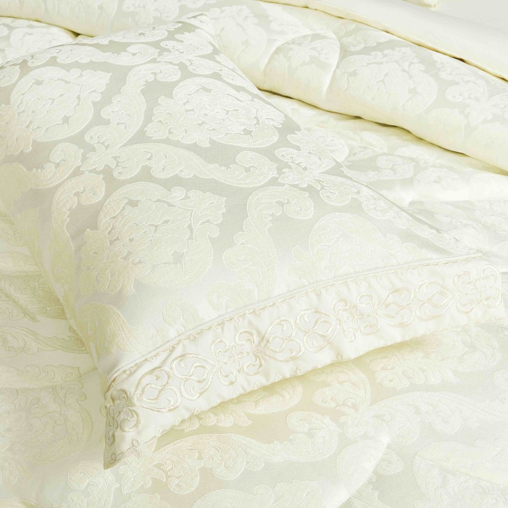 set luxury jacquard 7 piese crem perna
