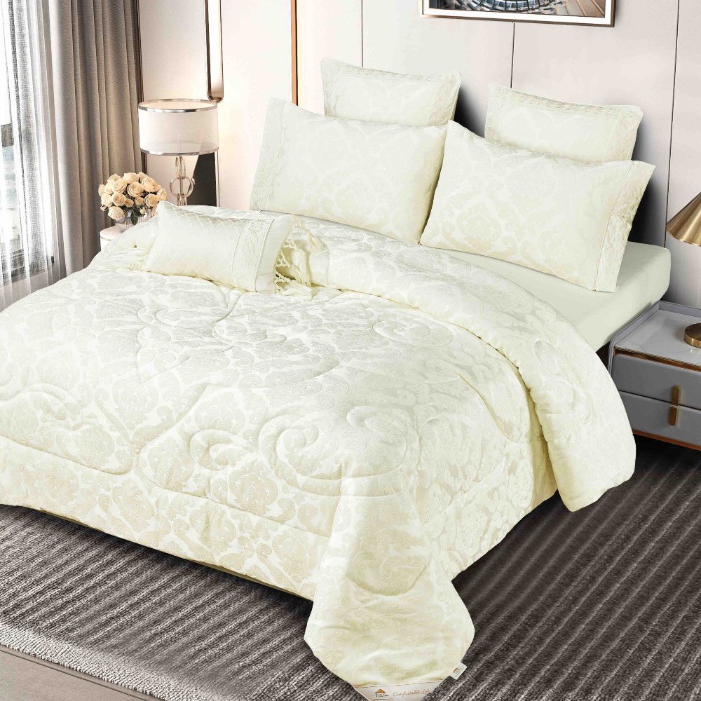 set luxury jacquard 7 piese crem principal