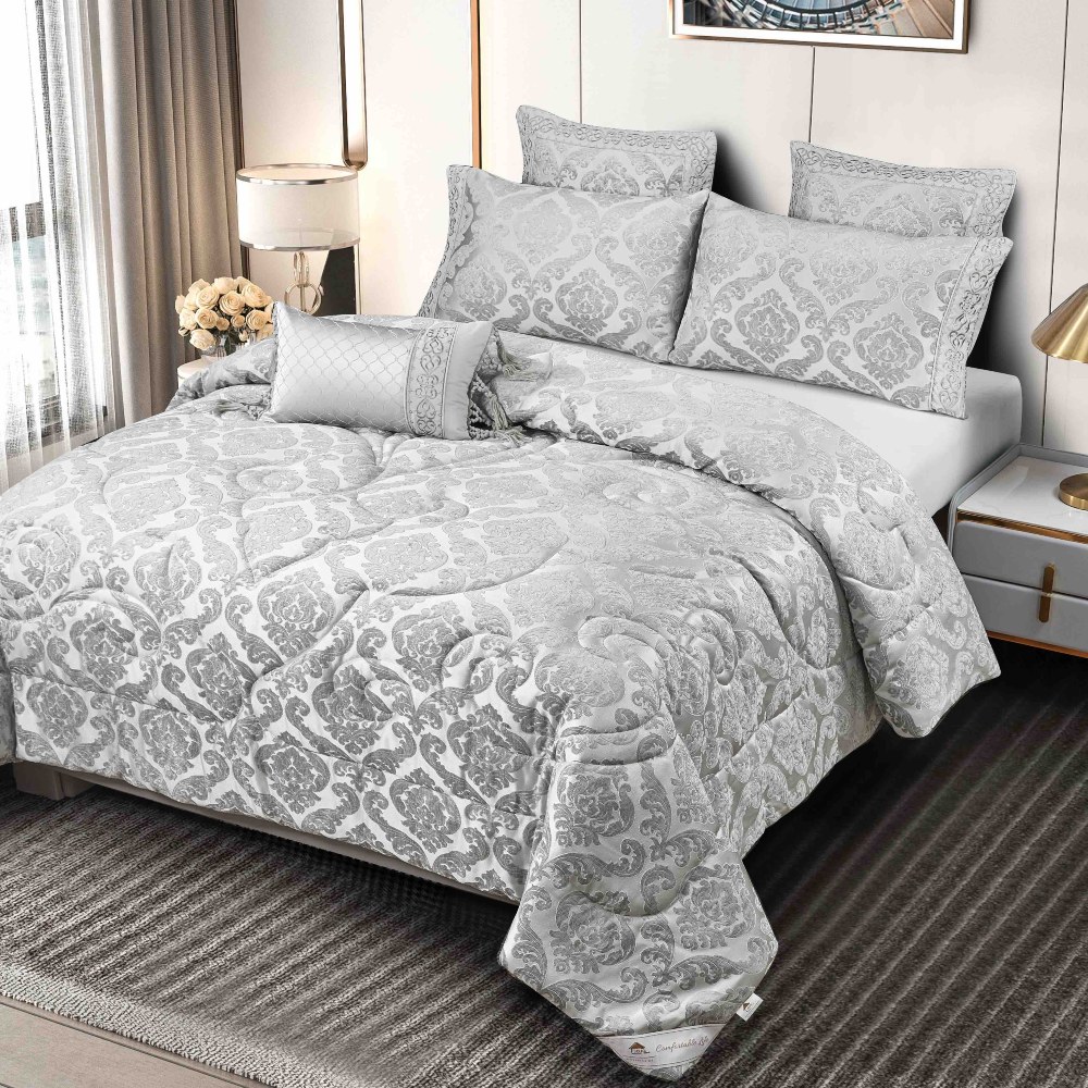 set luxury jacquard 7 piese gri principala