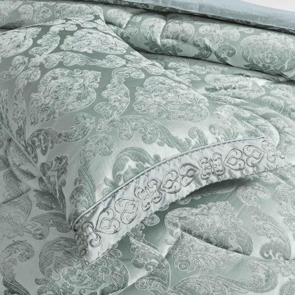 set luxury jacquard 7 piese verde perna