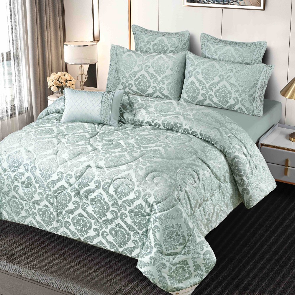 set luxury jacquard 7 piese verde principal