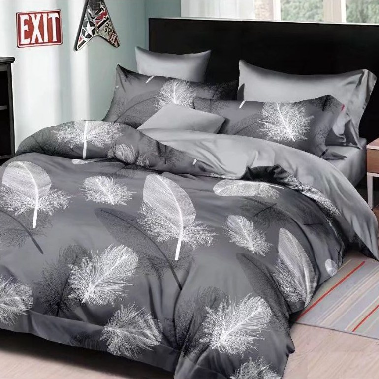 lenjerie bumbac satinat gri cu fulgi