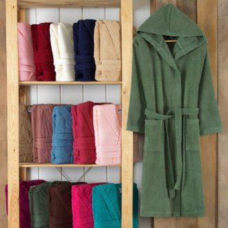 Halat de Baie cu Gluga din Bumbac 100%, Verde, Marime XL/XXL - LuiSa - PUF151495