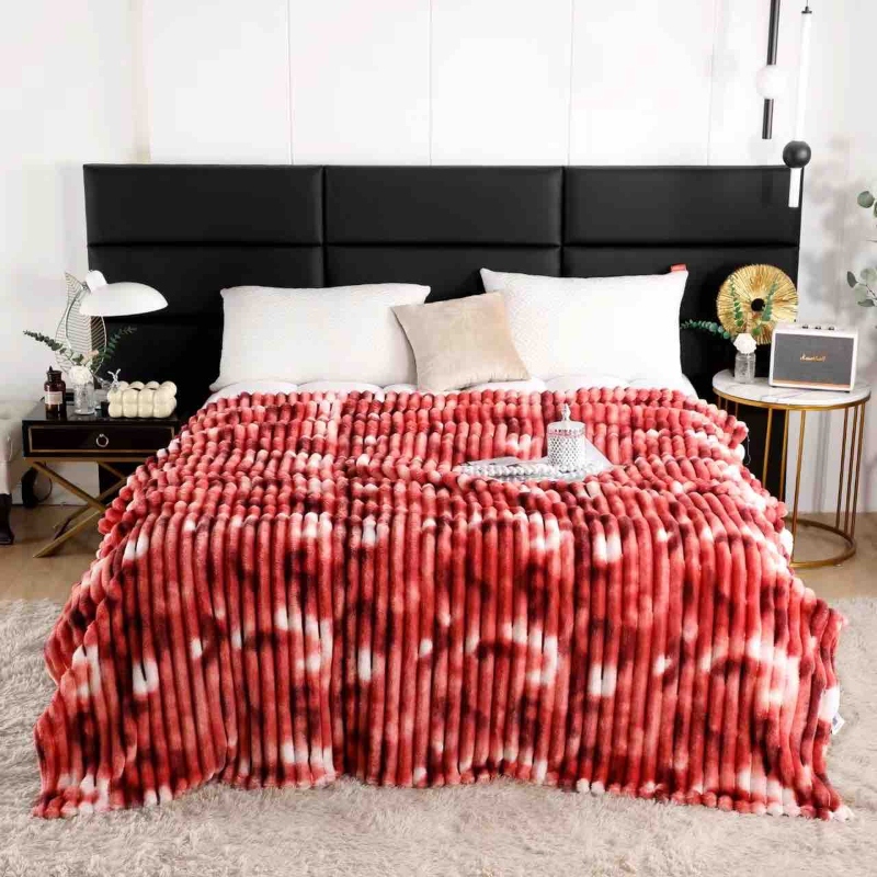 Patura Cocolino cu Dungi, Bicolor, 200 x 230cm - Alb/Rosu - JoJo Home - PUF155151 - imagine 4