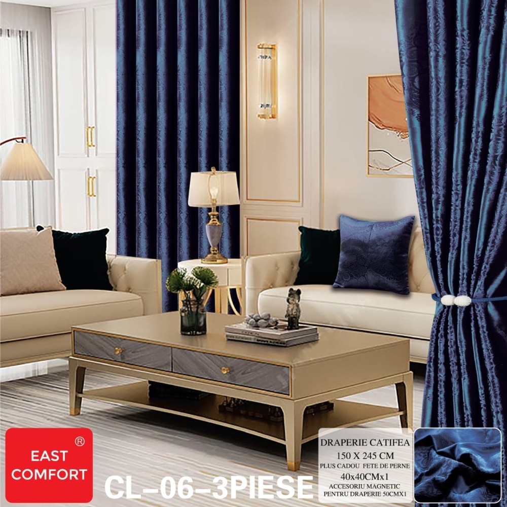 draperie catifea bleumarin