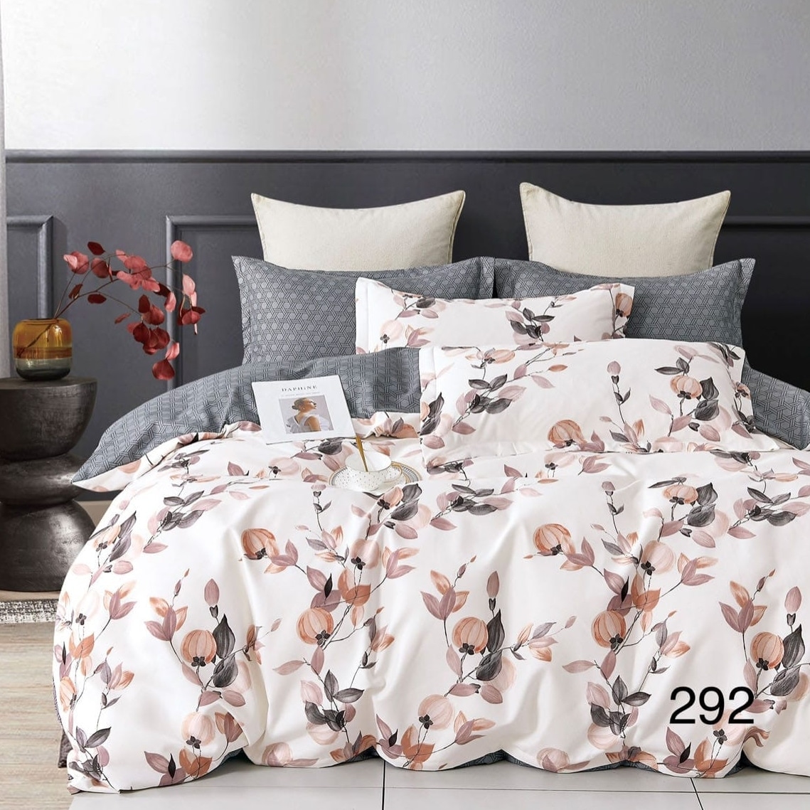 lenjerie de pat finet crem cu flori