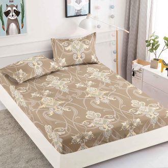 husa de pat finet bej cu ornamente