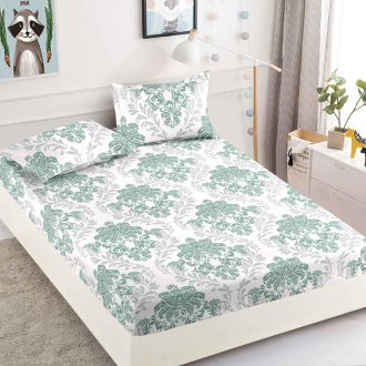 husa de pat finet cu flori verzi