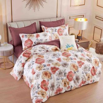 lenejrie de pat finet cu flori multicolore