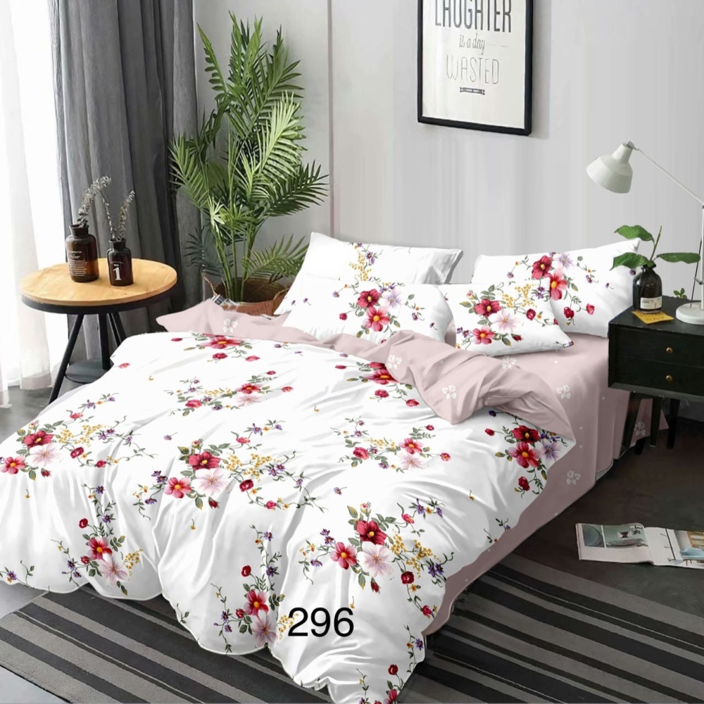 lenjerie de pat finet alba cu trandafiri rosii