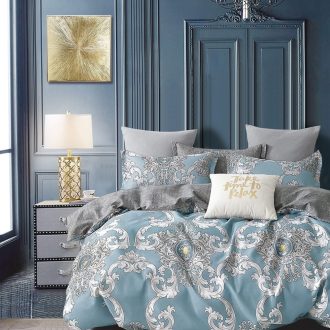 lenjerie de pat finet bleu cu ornamente