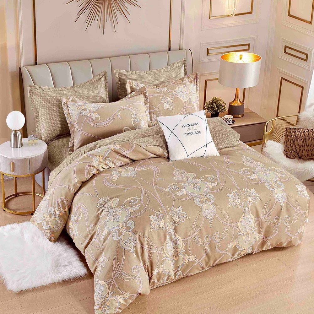 lenejrie de pat finet bej cu ornamente