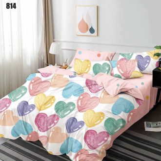 lenejrie de pat finet cu inimioare colorate