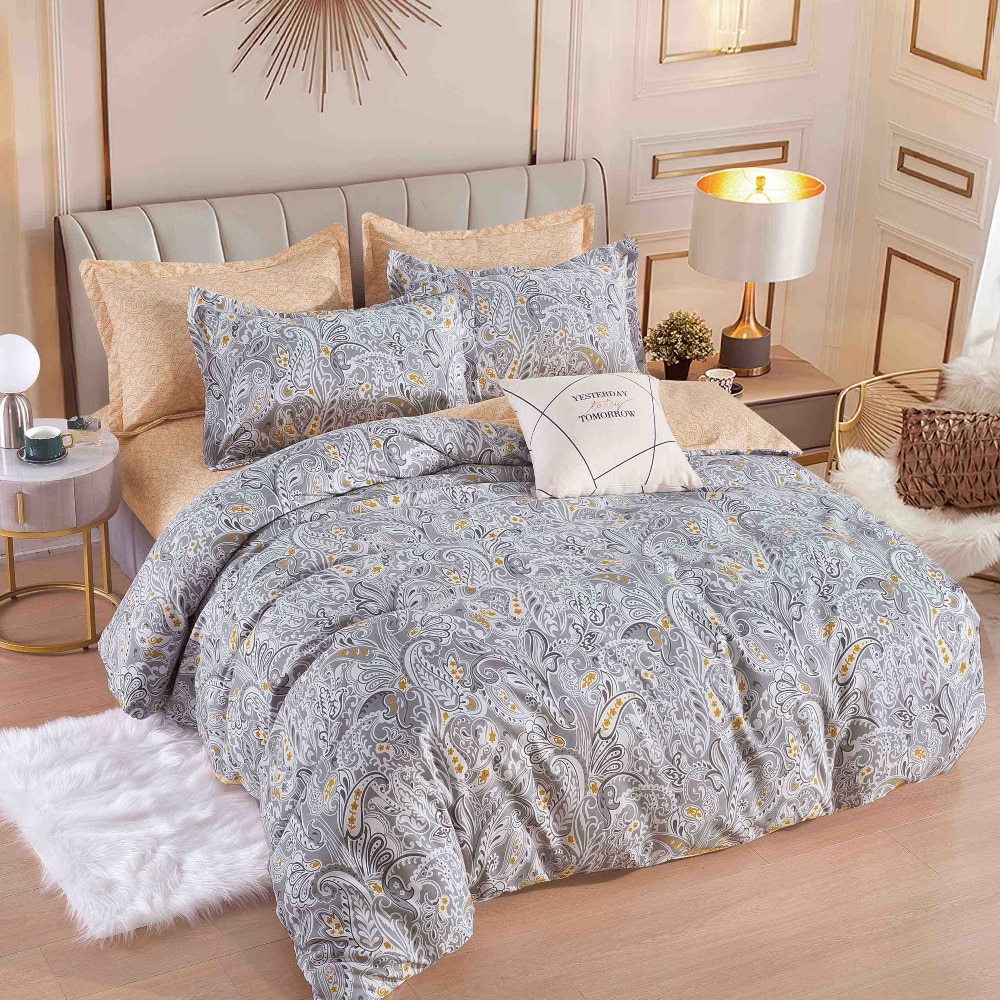 lenejrie de pat finet gri cu ornamente